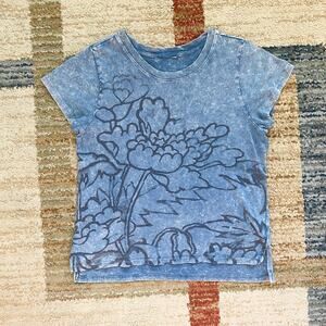 Vintage Tie Dye Cotton Printed Graphic T Shirt Womens Small Floral Boho Y2K